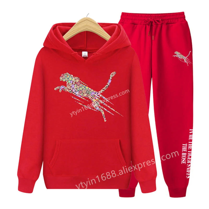 Womens TrackSuit Aesthetic Sweatshirts Sweatpants Two-piece suit 2025 New Fleece Oversize Designer Streetwear Women Hoodie Sets