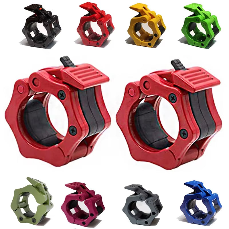 1Pair 25/50Mm Barbell Clamps Weightlifting Collars Weight Clips for Bars Dumbbell Bar Clamps Spinlock Collar Gym Accessories
