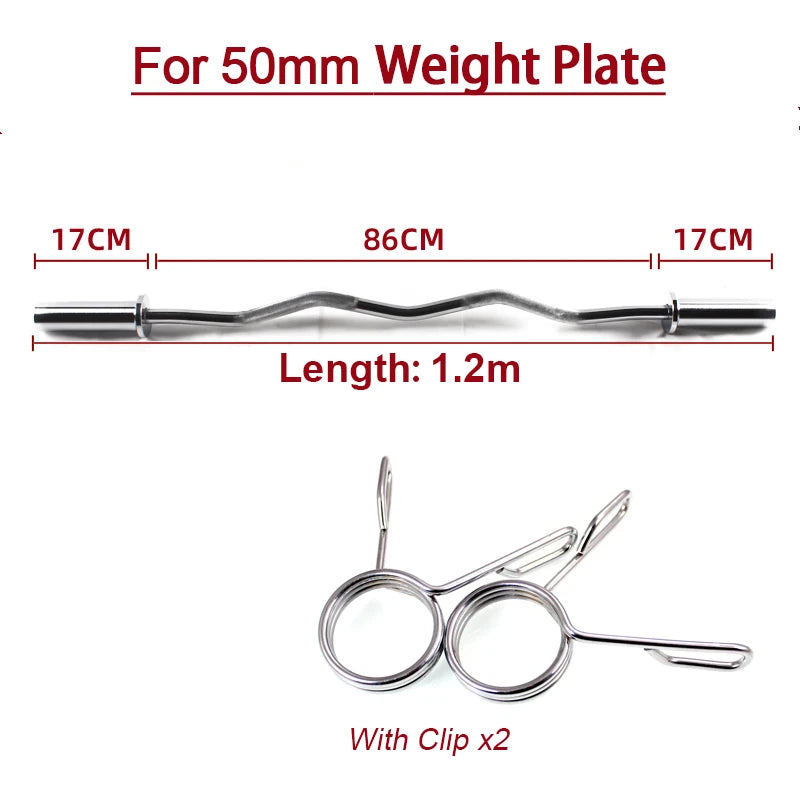 Standard Straight & Curved Barbell Bars - Weight Plates Not Included