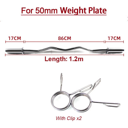 Standard Straight & Curved Barbell Bars - Weight Plates Not Included