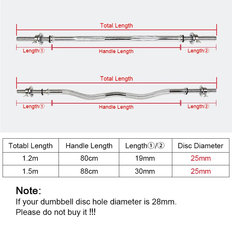 Standard Straight & Curved Barbell Bars - Weight Plates Not Included