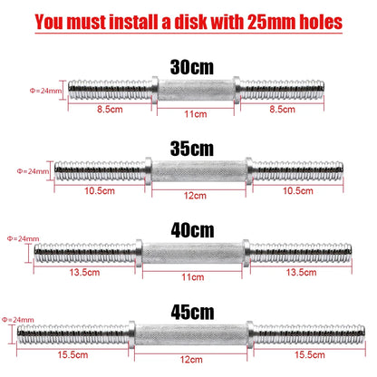 Dumbbell Bars With Clamps - Weight Plates Not Included