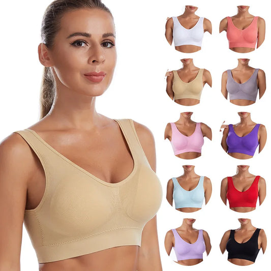 Women Sport Bra Fitness Running Vest Gym Workout Underwear Padded Crop Tops Female Sportswear Brassiere Push Up Bras