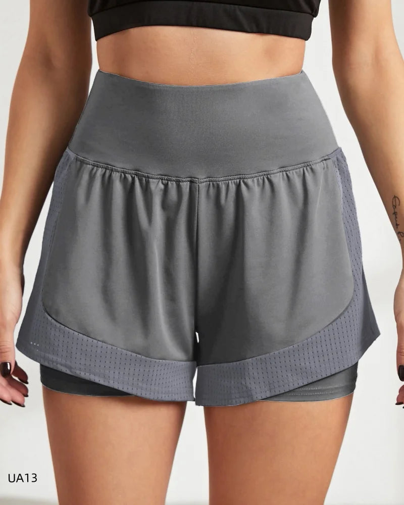 Women's sports shorts, sportswear, double-layer running shorts, 2-in-1 beach shorts, summer gym fitness training, jogging shorts