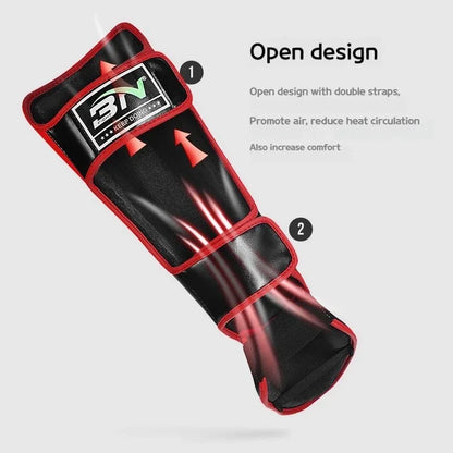 BN 1 Pair MMA Boxing Muay Thai Shin Guards Kickboxing Leg Support Shield Equipment Karate Ankle Foot Protection