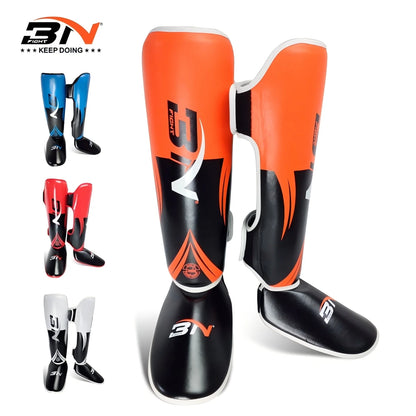 BN 1 Pair MMA Boxing Muay Thai Shin Guards Kickboxing Leg Support Shield Equipment Karate Ankle Foot Protection