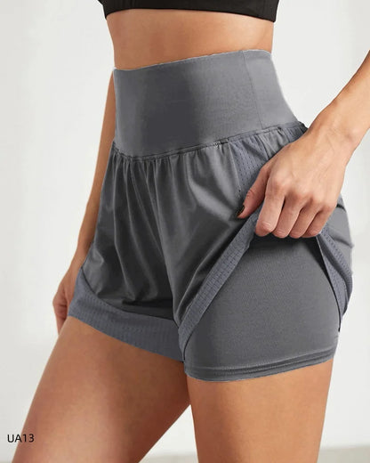 Women's sports shorts, sportswear, double-layer running shorts, 2-in-1 beach shorts, summer gym fitness training, jogging shorts