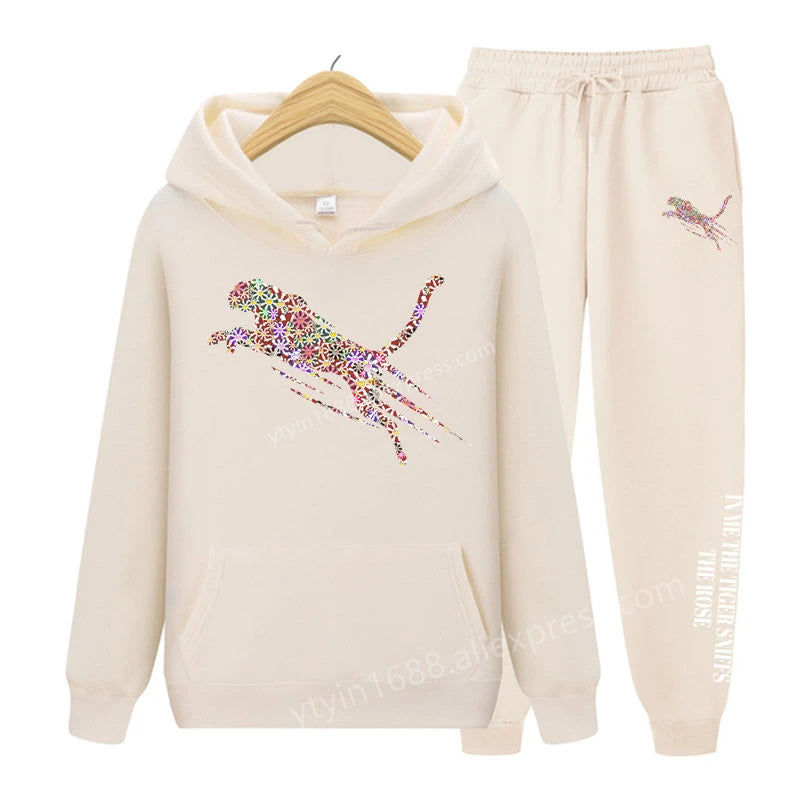 Womens TrackSuit  Aesthetic Sweatshirts Sweatpants Two-piece suit 2025 New Fleece Oversize Designer Streetwear Women Hoodie Sets