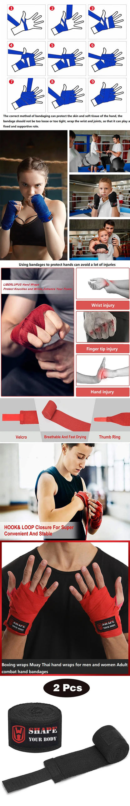 Boxing Hand Wraps - 2pc