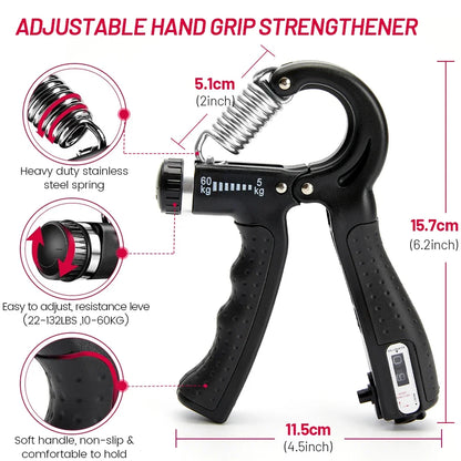 Adjustable Hand Grip Strength Strengthener Trainer Full Set With Counter Wrist Forearm And Hand Exerciser For Muscle Training