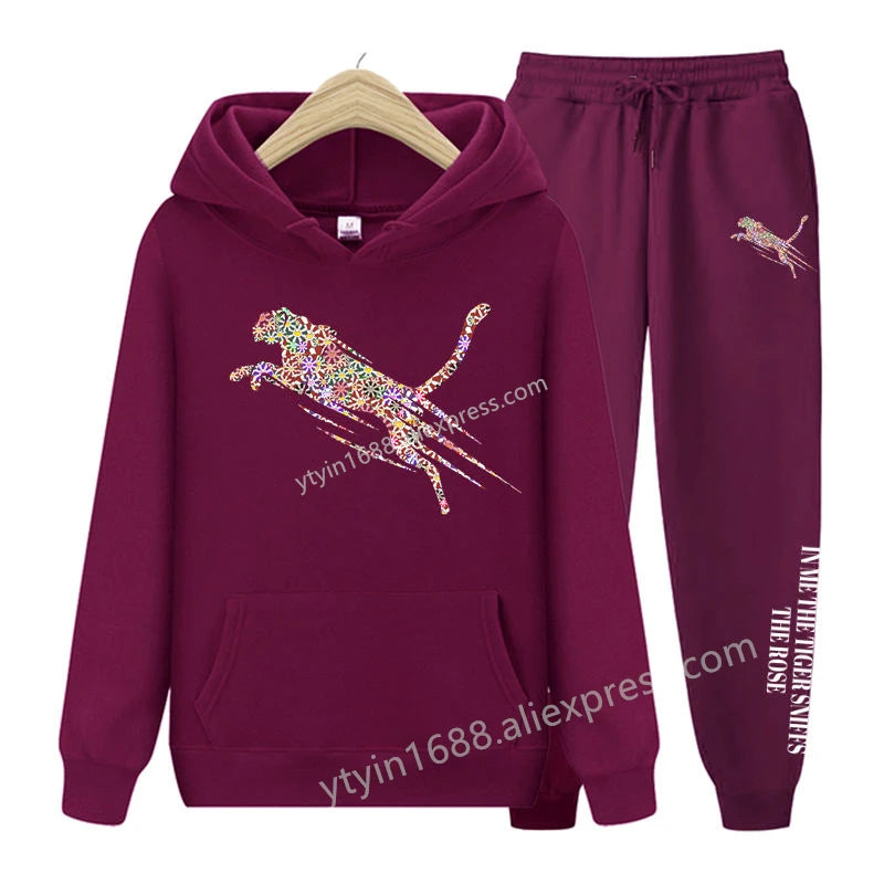 Womens TrackSuit  Aesthetic Sweatshirts Sweatpants Two-piece suit 2025 New Fleece Oversize Designer Streetwear Women Hoodie Sets
