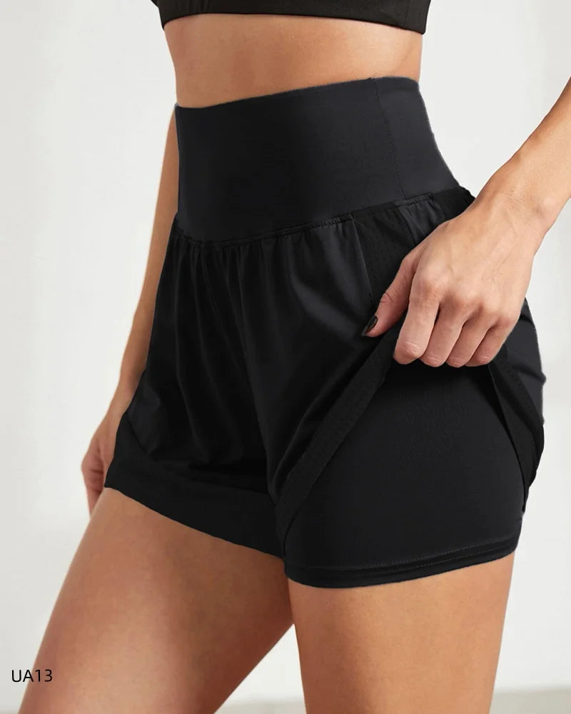 Women's sports shorts, sportswear, double-layer running shorts, 2-in-1 beach shorts, summer gym fitness training, jogging shorts
