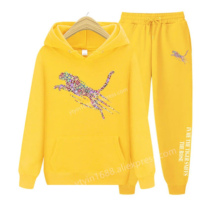 Womens TrackSuit  Aesthetic Sweatshirts Sweatpants Two-piece suit 2025 New Fleece Oversize Designer Streetwear Women Hoodie Sets