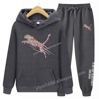 Womens TrackSuit  Aesthetic Sweatshirts Sweatpants Two-piece suit 2025 New Fleece Oversize Designer Streetwear Women Hoodie Sets