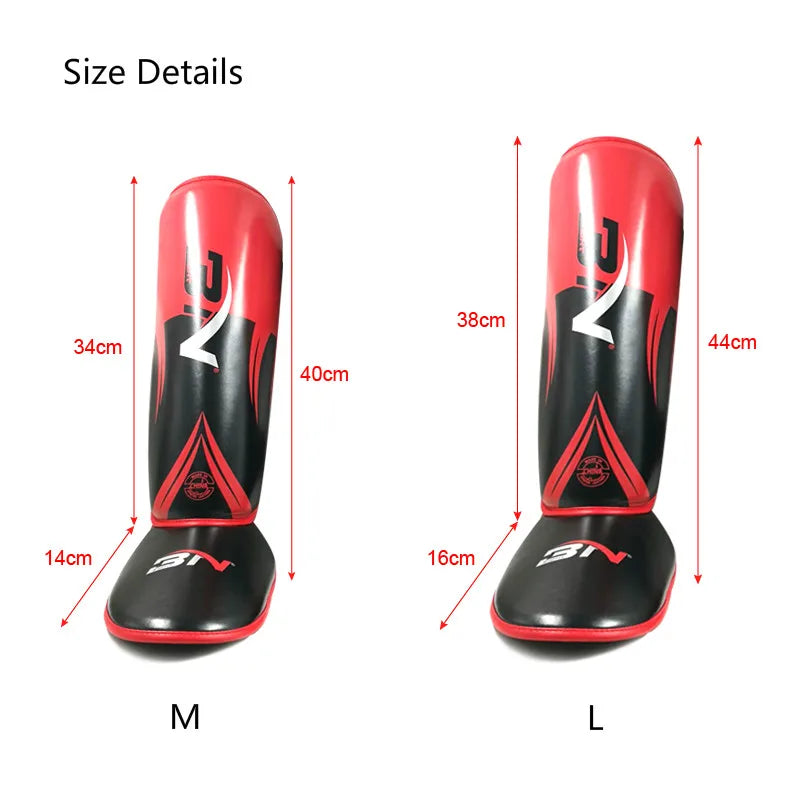 BN 1 Pair MMA Boxing Muay Thai Shin Guards Kickboxing Leg Support Shield Equipment Karate Ankle Foot Protection