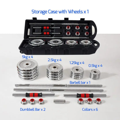50kg Dumbbell/Barbell Set - Chrome