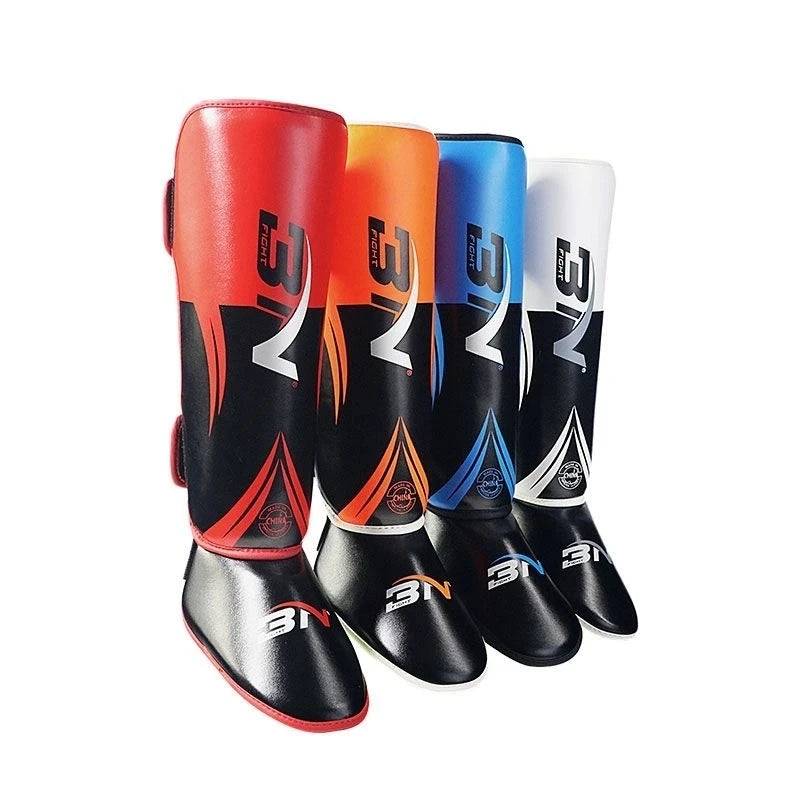 BN 1 Pair MMA Boxing Muay Thai Shin Guards Kickboxing Leg Support Shield Equipment Karate Ankle Foot Protection