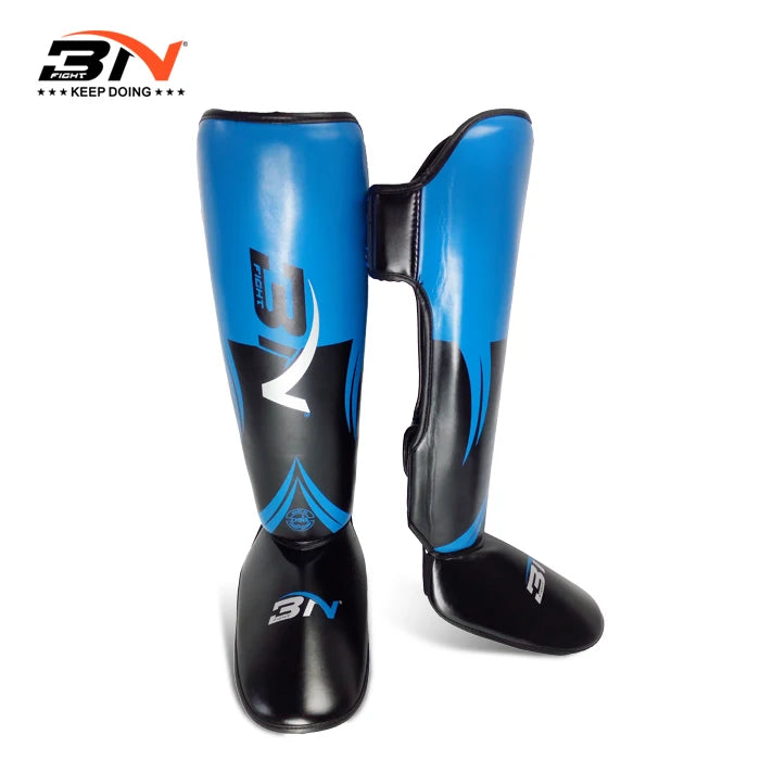 BN 1 Pair MMA Boxing Muay Thai Shin Guards Kickboxing Leg Support Shield Equipment Karate Ankle Foot Protection