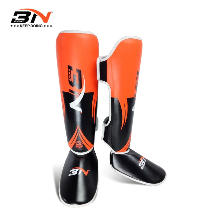 BN 1 Pair MMA Boxing Muay Thai Shin Guards Kickboxing Leg Support Shield Equipment Karate Ankle Foot Protection