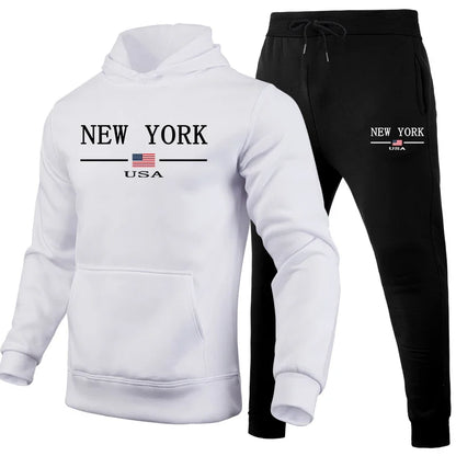 2025 New Men's Sportswear Fashion Casual Printed Sportswear Set Daily Sports Slow Running Men's Winter Warm Hoodie