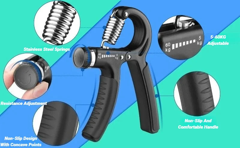 Adjustable Hand Grip Strength Strengthener Trainer Full Set With Counter Wrist Forearm And Hand Exerciser For Muscle Training