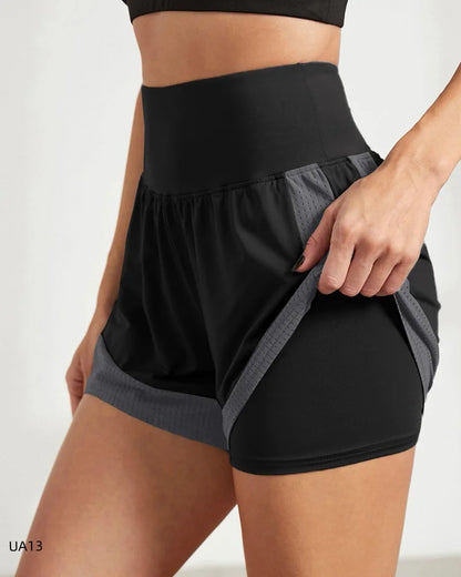 Women's sports shorts, sportswear, double-layer running shorts, 2-in-1 beach shorts, summer gym fitness training, jogging shorts